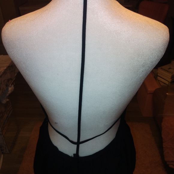 NBD Black Halter Mini Dress with Deep V - Picture 3 of 3